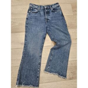 We The Free‎ By Free People High Rise Crop Flare Jeans Raw Hem Size 27